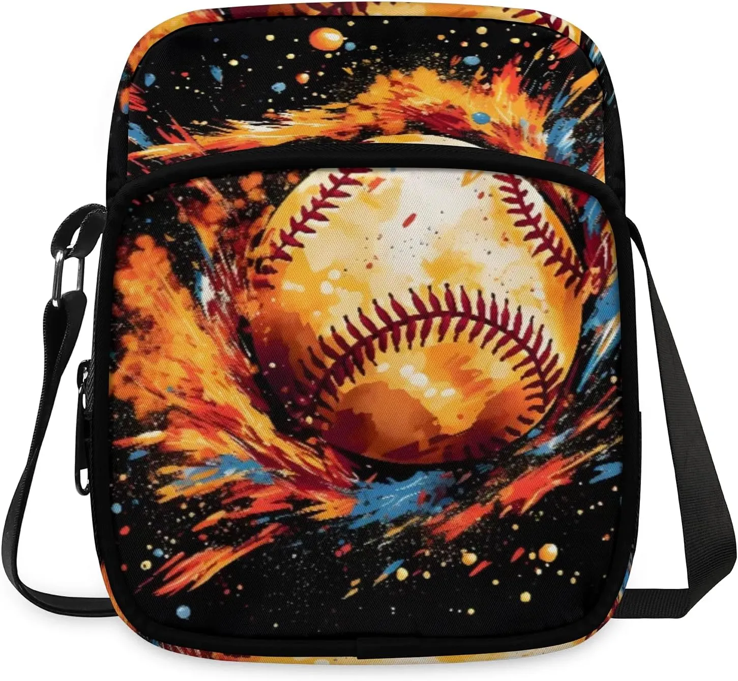 Crossbody Bag Small Sling Backpack Baseball Colorful Ball Shoulder Bags Chest Pack Cross Body Daypack Belt Purses for Travel Cycling Skating