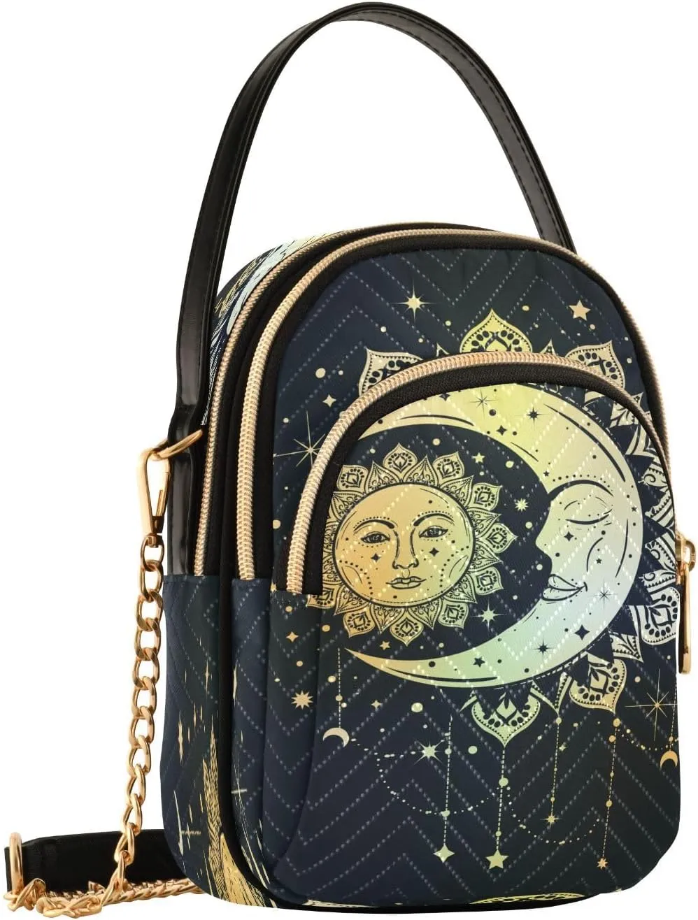 Crossbody Bags Crossbody Purse Chest Bag Golden Sun Moon Stars Boho for Women Trendy