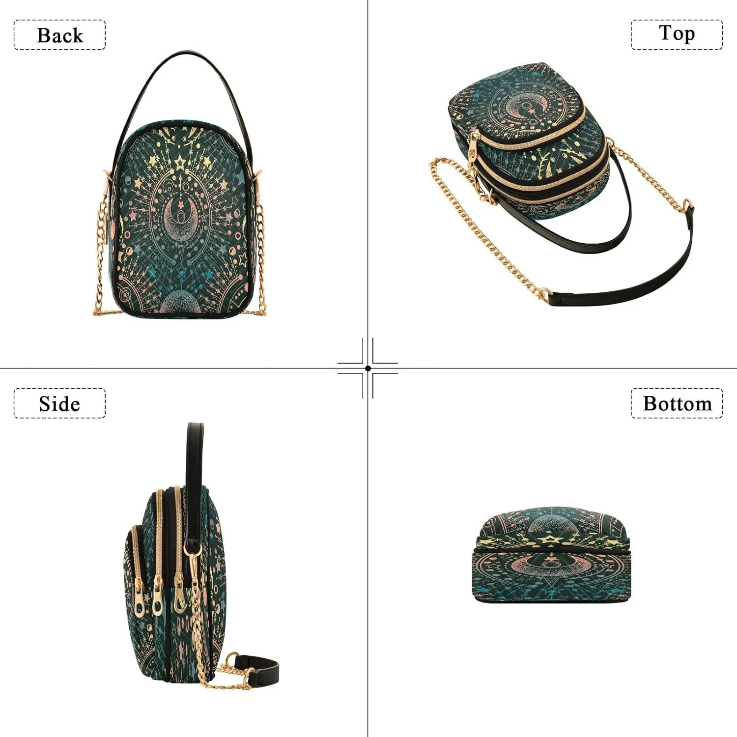Crossbody Bags Crossbody Purse Chest Bag Golden Sun Moon Stars Boho for Women Trendy