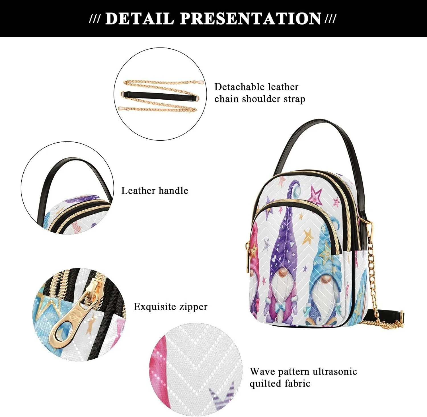 Crossbody Bags Crossbody Purse Chest Bag Golden Sun Moon Stars Boho for Women Trendy