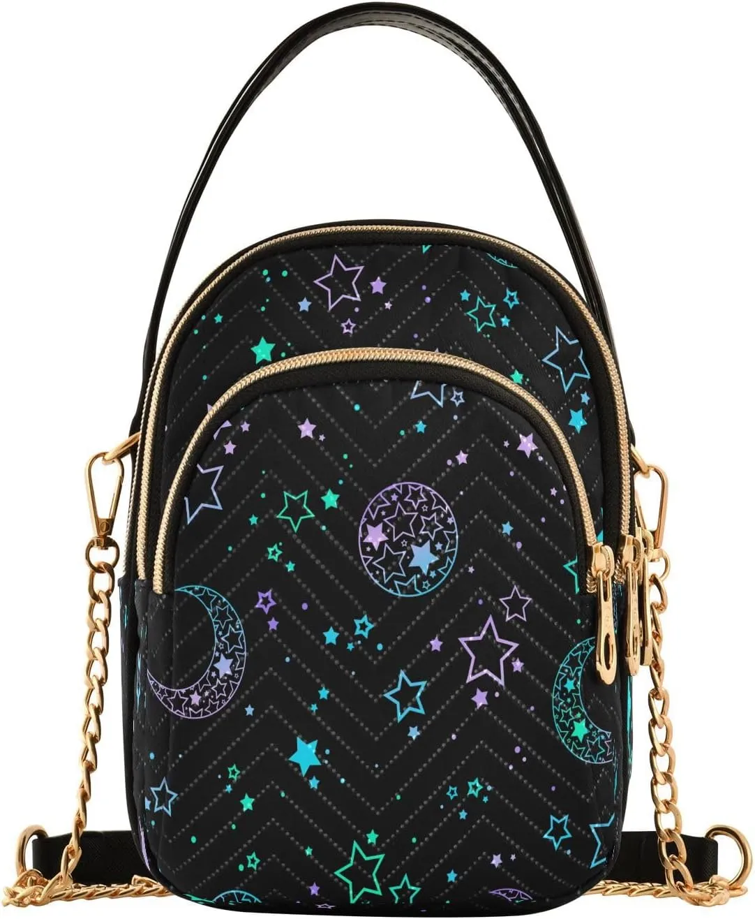 Crossbody Bags Crossbody Purse Chest Bag Golden Sun Moon Stars Boho for Women Trendy