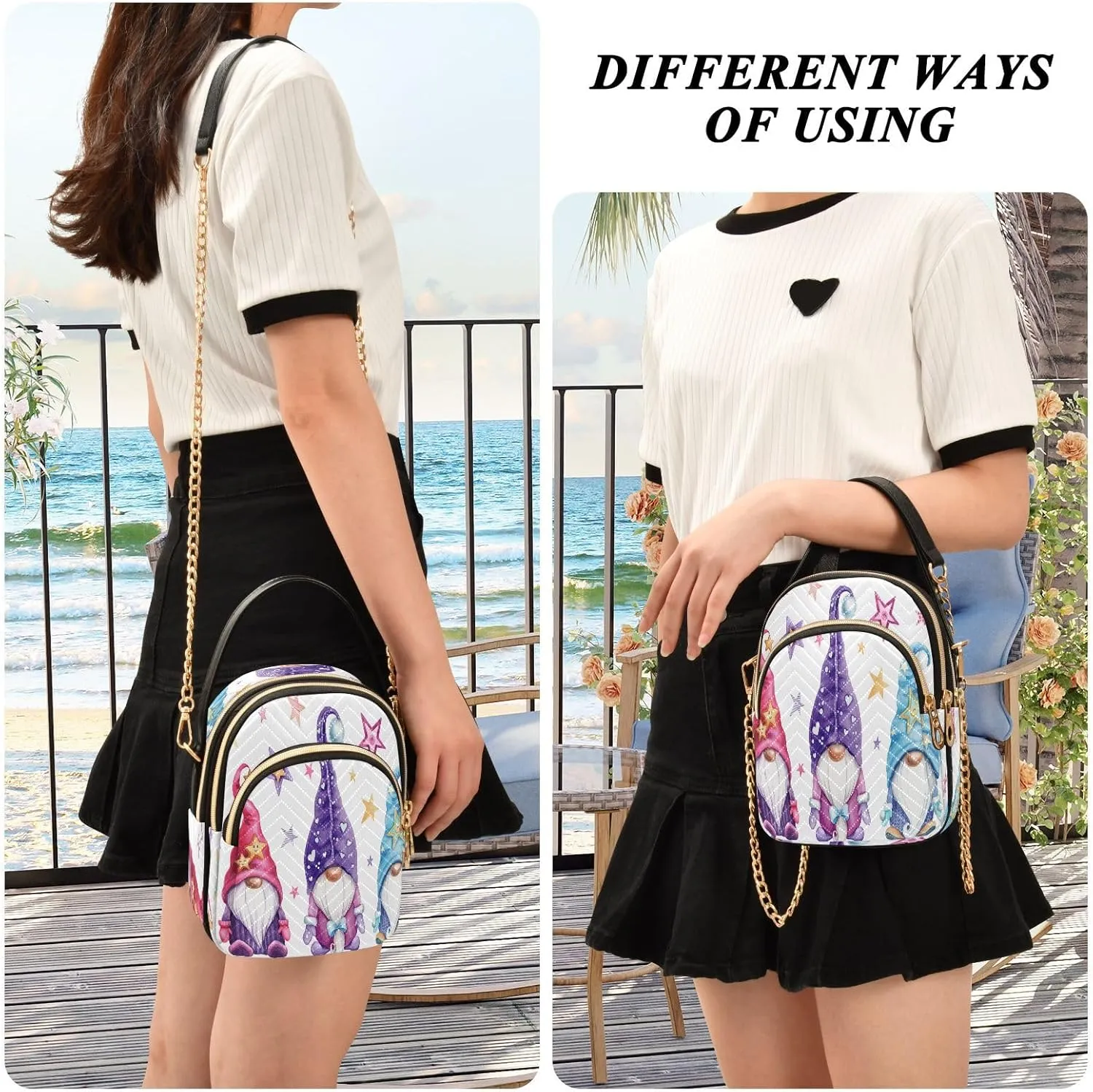 Crossbody Bags Crossbody Purse Chest Bag Golden Sun Moon Stars Boho for Women Trendy