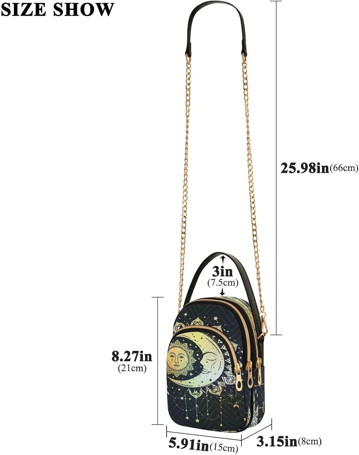 Crossbody Bags Crossbody Purse Chest Bag Golden Sun Moon Stars Boho for Women Trendy