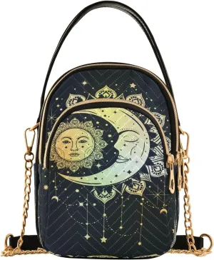Crossbody Bags Crossbody Purse Chest Bag Golden Sun Moon Stars Boho for Women Trendy