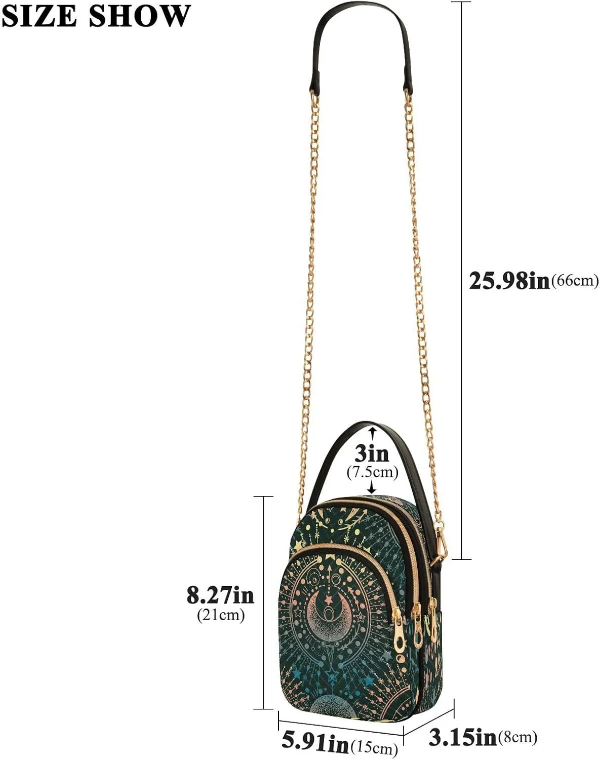 Crossbody Bags Crossbody Purse Chest Bag Golden Sun Moon Stars Boho for Women Trendy