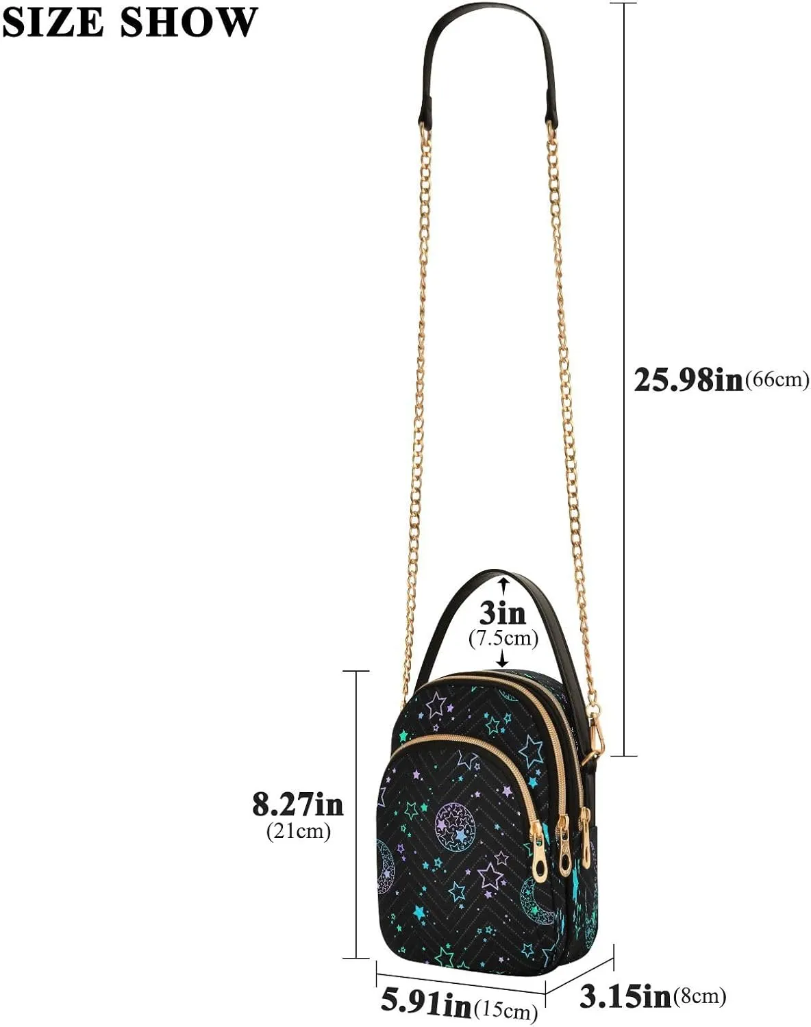 Crossbody Bags Crossbody Purse Chest Bag Golden Sun Moon Stars Boho for Women Trendy
