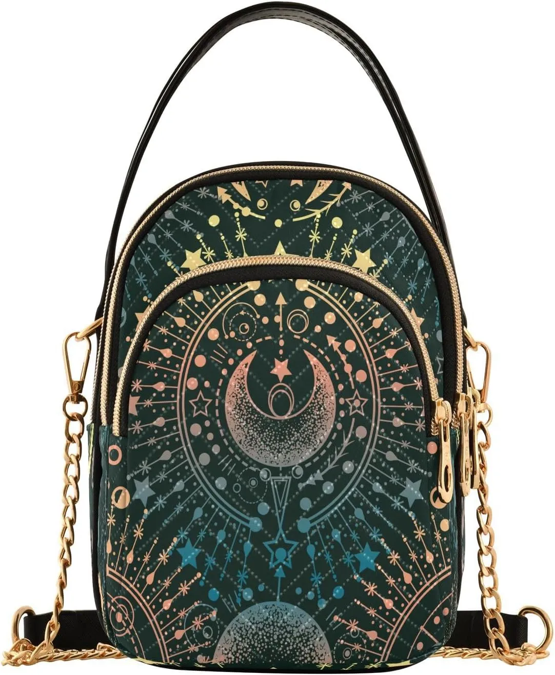 Crossbody Bags Crossbody Purse Chest Bag Golden Sun Moon Stars Boho for Women Trendy