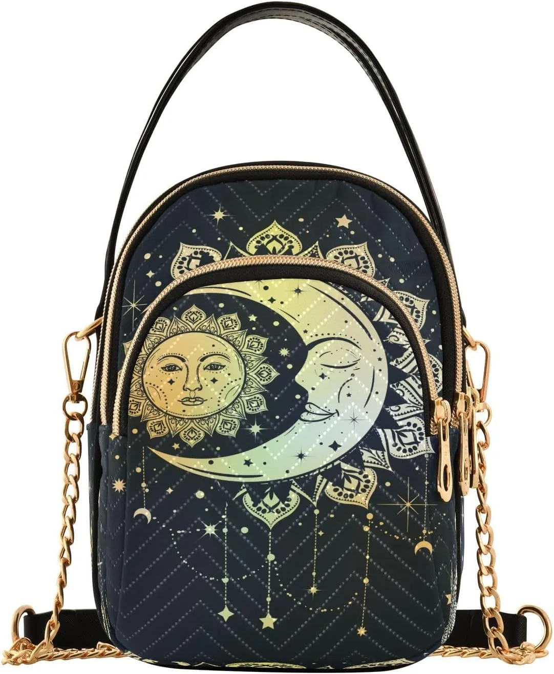 Crossbody Bags Crossbody Purse Chest Bag Golden Sun Moon Stars Boho for Women Trendy