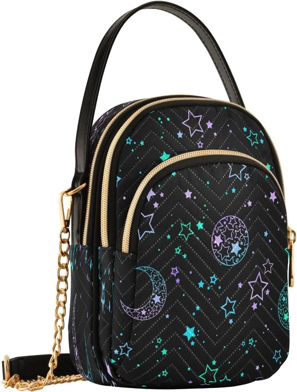 Crossbody Bags Crossbody Purse Chest Bag Golden Sun Moon Stars Boho for Women Trendy