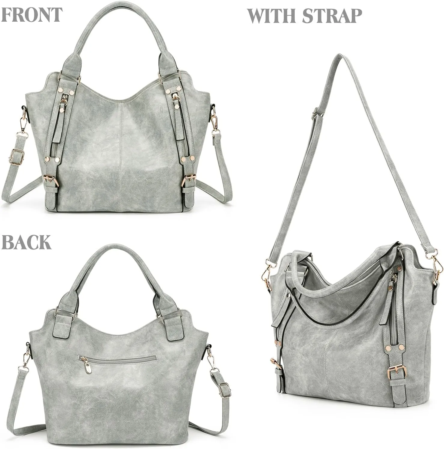 Crossbody Bags for Women Large Hobo Purse PU Leather Shoulder Handbag Ladies Tote Wallet Set 2PCS