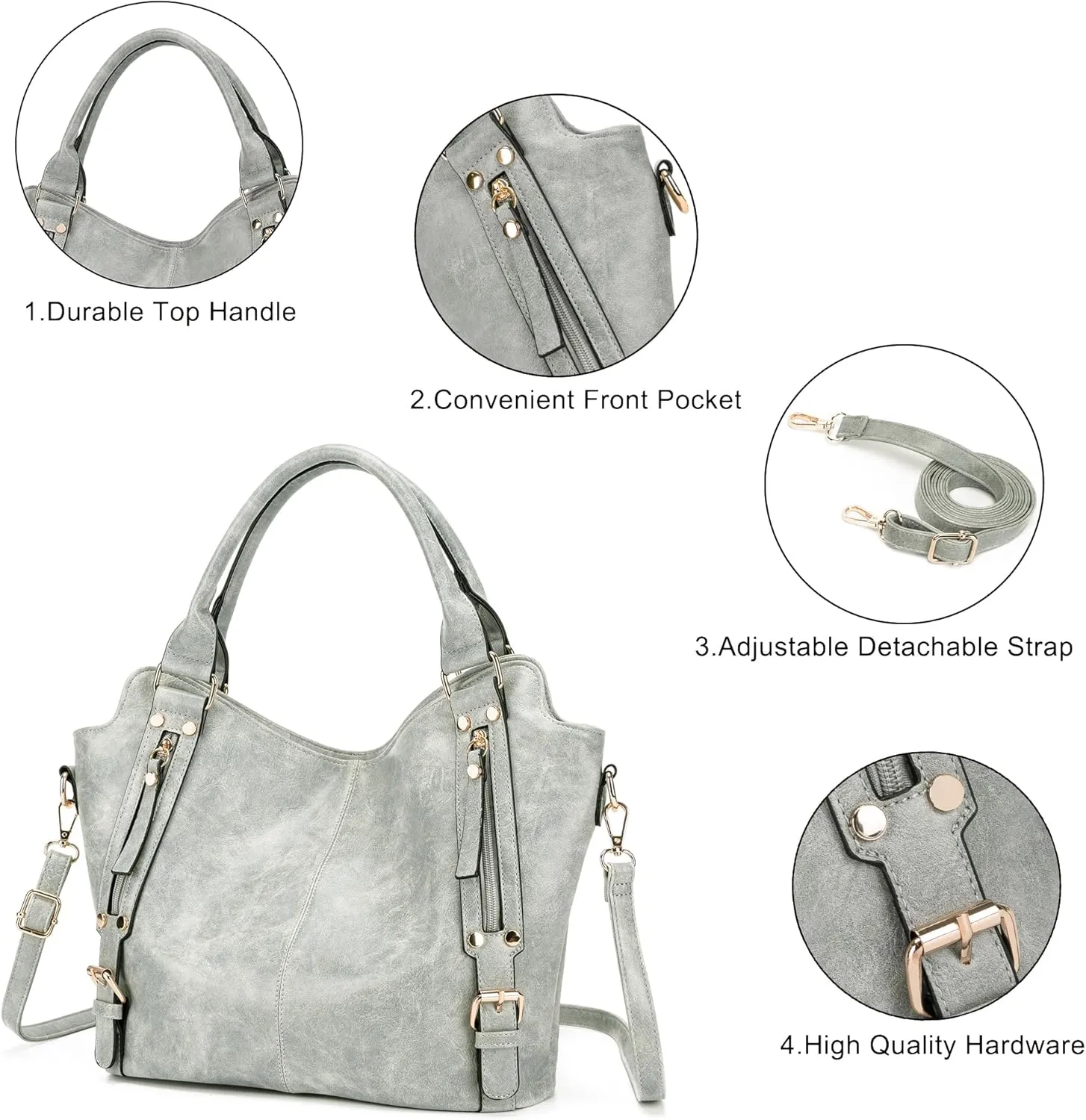 Crossbody Bags for Women Large Hobo Purse PU Leather Shoulder Handbag Ladies Tote Wallet Set 2PCS