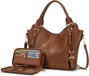 Crossbody Bags for Women Large Hobo Purse PU Leather Shoulder Handbag Ladies Tote Wallet Set 2PCS