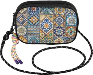 Crossbody Bags for Women Mosaic Texture Colorful Cell Phone Purses Women's Shoulder Handbag Wallet Purse with Rope Pendant