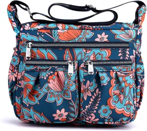 Crossbody Bags for Women Multiple Pockets Shoulder Handbag Casual Nylon Lightweight Purse