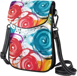 Crossbody Bags for Women,Crossbody Bag Men,Small Sling Bag,Circles Colorful Doodle Swirl,Crossbody Purse