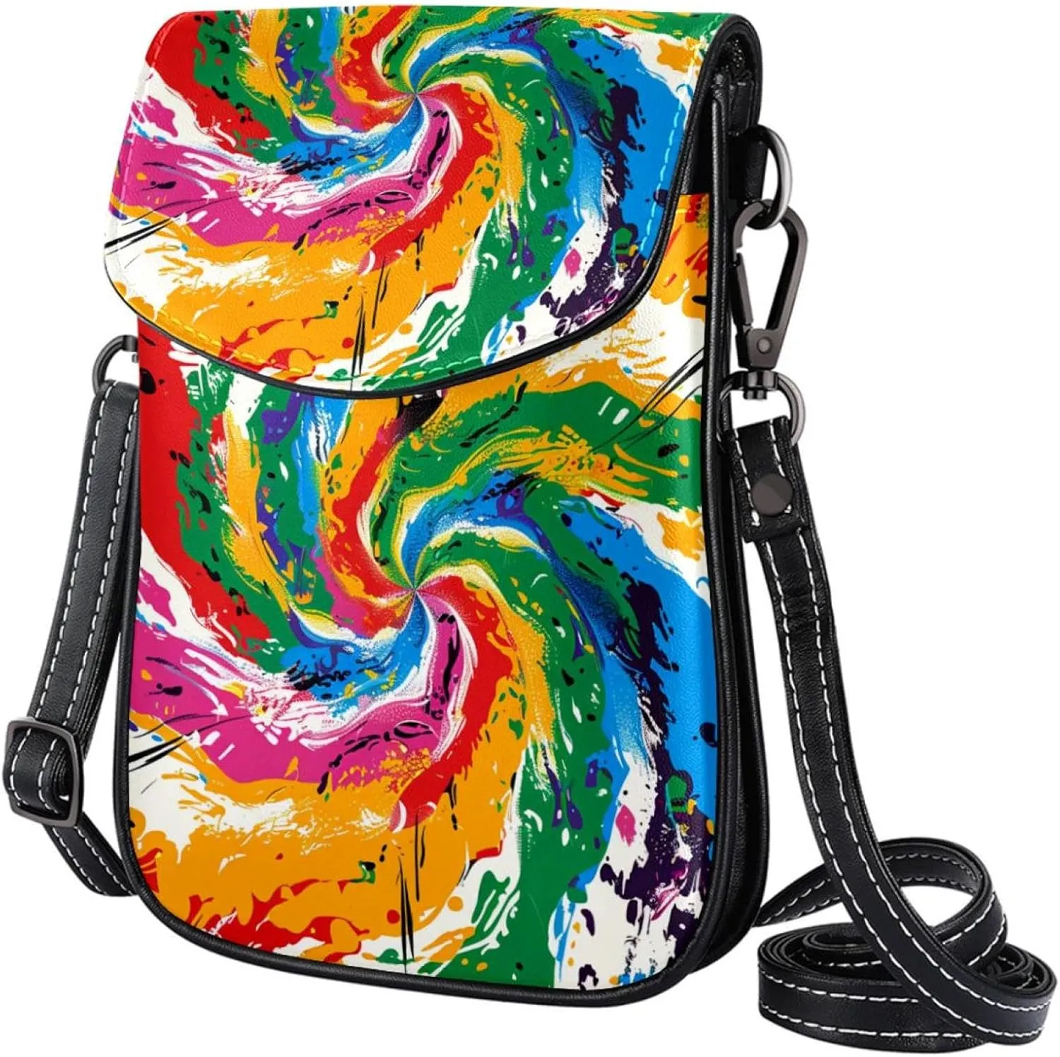 Crossbody Bags for Women,Crossbody Bag Men,Small Sling Bag,Colorful Picture Rainbow Swirl,Crossbody Purse