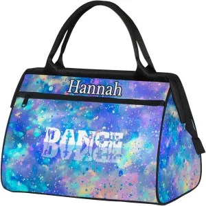 Custom Dance Duffel Bag with Name Personalized Sport Gym Bags Waterproof Customized Travel Duffel Bags Overnight Weekender Carry-On Tote 15.2in, Colorful Glitter