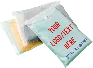 Custom Frosted Zipper Bags with Logo or Text, Personalized Packaging Bags for Clothing, Plastic Zip Lock Bags,50 Pack