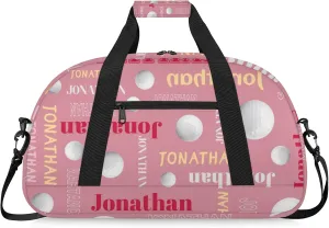 Custom-Personalize-Kids-Duffel-Bags with Name Text Carry-On Overnight Travel Gym Lightweight Dance Sports Bags For Girls Boys Kids Golfball
