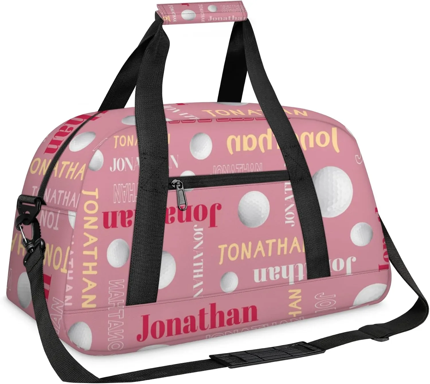Custom-Personalize-Kids-Duffel-Bags with Name Text Carry-On Overnight Travel Gym Lightweight Dance Sports Bags For Girls Boys Kids Golfball