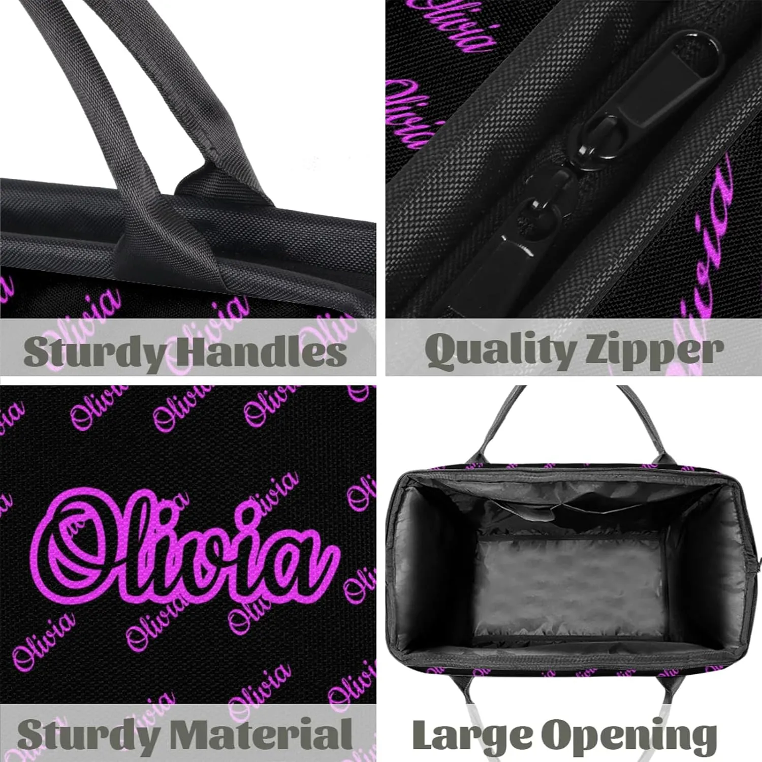 Custom Sport Duffel Bags Personalized Travel Overnight Bag Waterproof Dance Bag Lightweight Carry-On Tote for Women Men 15.2in, Black Pink