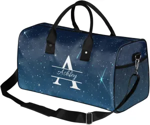 Custom Sports Duffel Bag Personalized Name Dance Gym Bag for Women Men Overnight Weekender Travel Duffel Bags Lightweight 17.4in, Star Space