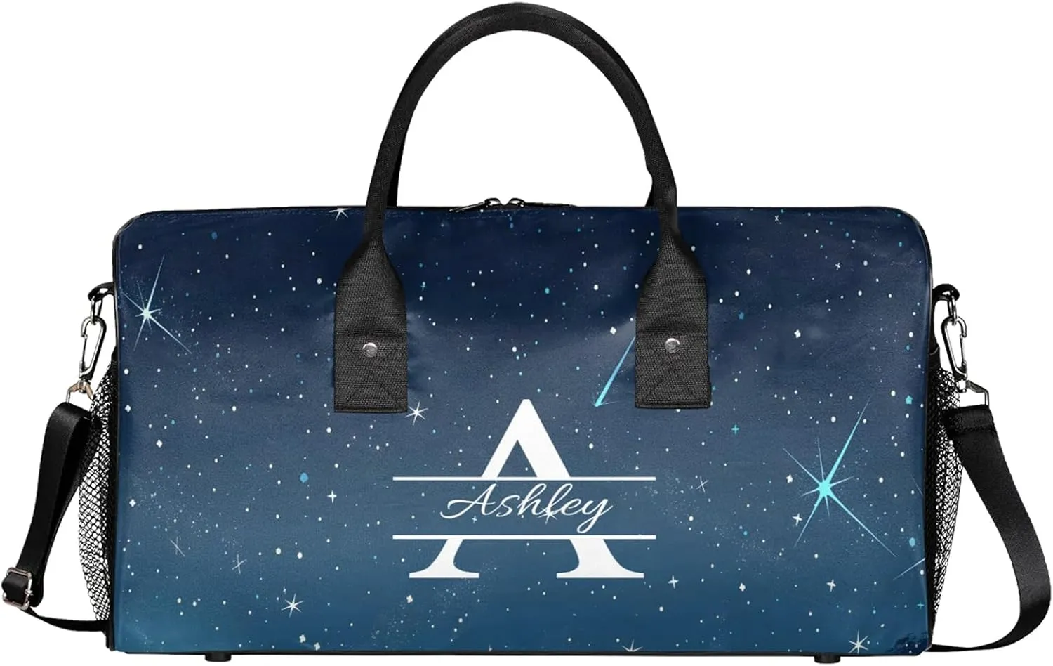 Custom Sports Duffel Bag Personalized Name Dance Gym Bag for Women Men Overnight Weekender Travel Duffel Bags Lightweight 17.4in, Star Space
