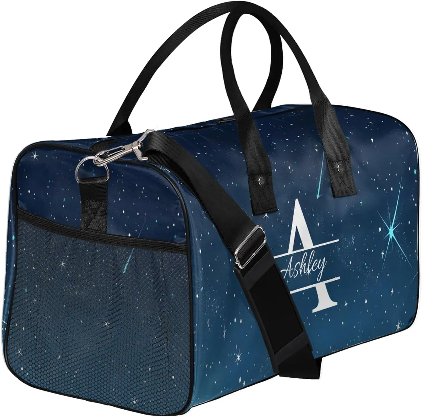 Custom Sports Duffel Bag Personalized Name Dance Gym Bag for Women Men Overnight Weekender Travel Duffel Bags Lightweight 17.4in, Star Space