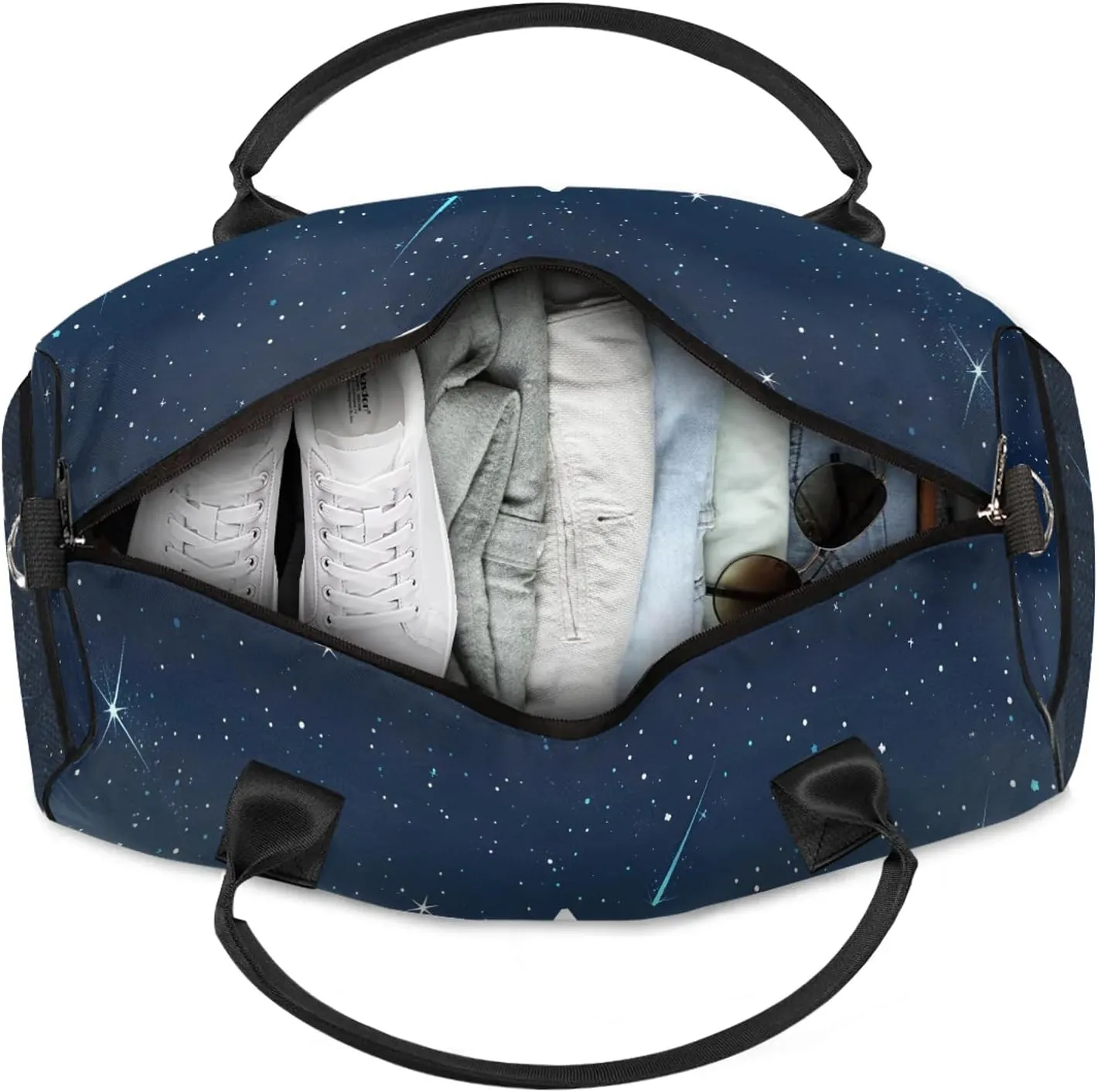 Custom Sports Duffel Bag Personalized Name Dance Gym Bag for Women Men Overnight Weekender Travel Duffel Bags Lightweight 17.4in, Star Space