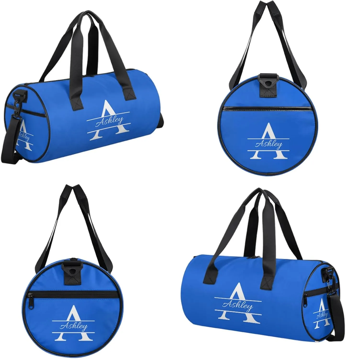 Custom Sports Duffel Bag Personalized Name Dance Gym Bag for Women Men Overnight Weekender Travel Duffel Bags Lightweight 17.6in, Royal Blue