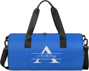Custom Sports Duffel Bag Personalized Name Dance Gym Bag for Women Men Overnight Weekender Travel Duffel Bags Lightweight 17.6in, Royal Blue