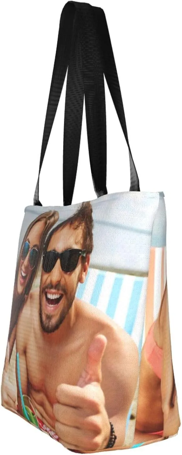 Custom Tote Bag, Custom Bag with Text Photo, Personalized Shopping Bags Reusable Grocery Bags Bulk For Work Travel Gifts