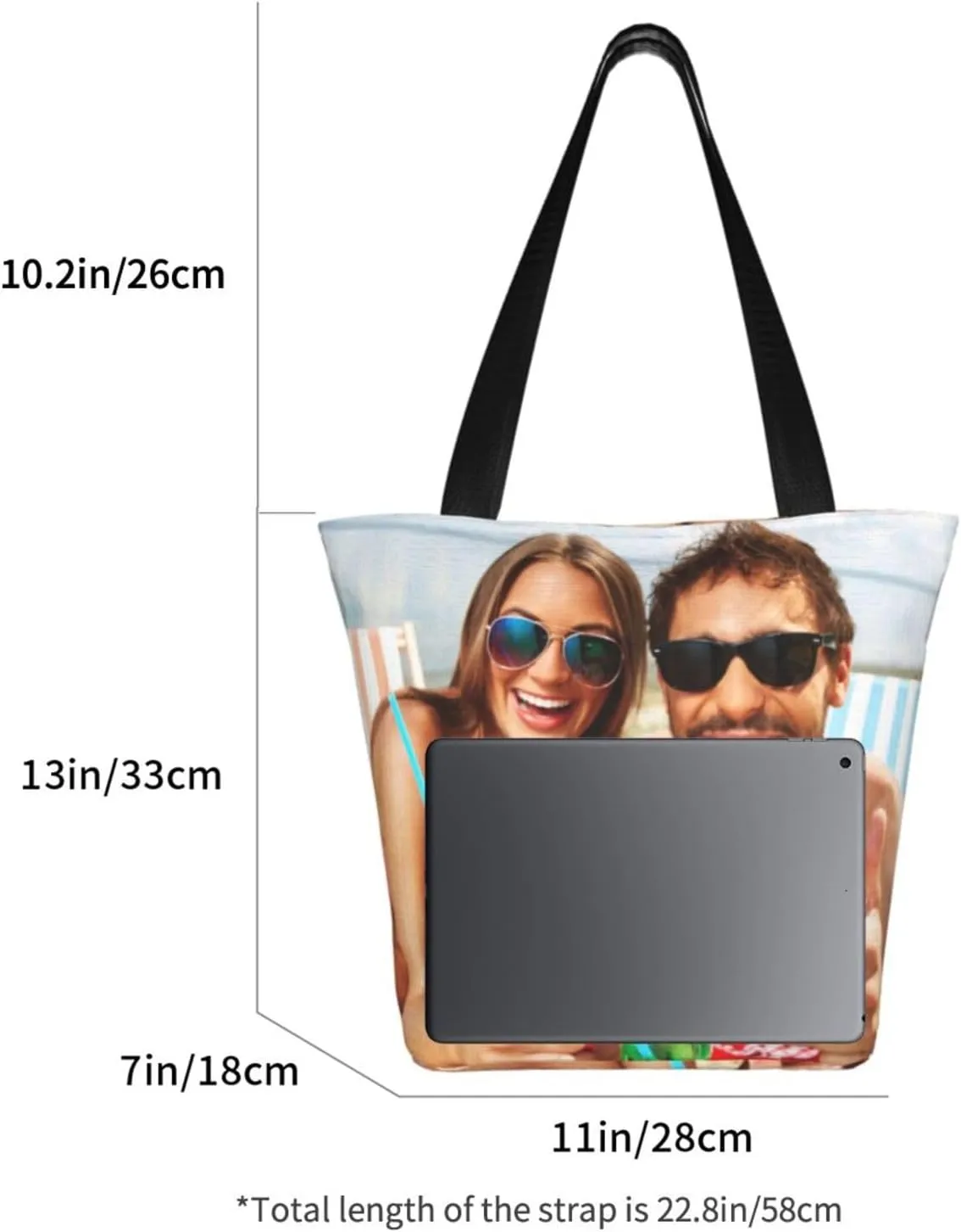 Custom Tote Bag, Custom Bag with Text Photo, Personalized Shopping Bags Reusable Grocery Bags Bulk For Work Travel Gifts