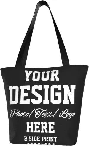 Custom Tote Bag, Custom Bag with Text Photo, Personalized Shopping Bags Reusable Grocery Bags Bulk For Work Travel Gifts