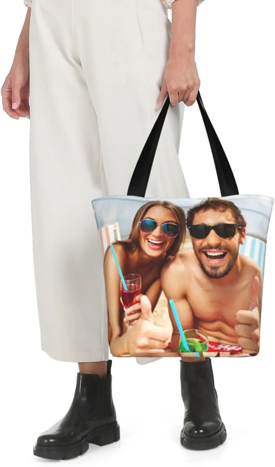 Custom Tote Bag, Custom Bag with Text Photo, Personalized Shopping Bags Reusable Grocery Bags Bulk For Work Travel Gifts