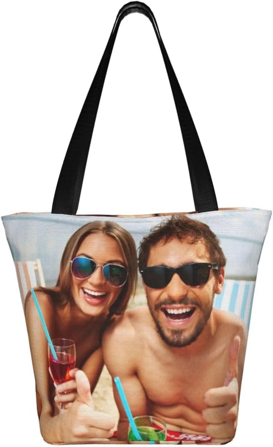 Custom Tote Bag, Custom Bag with Text Photo, Personalized Shopping Bags Reusable Grocery Bags Bulk For Work Travel Gifts