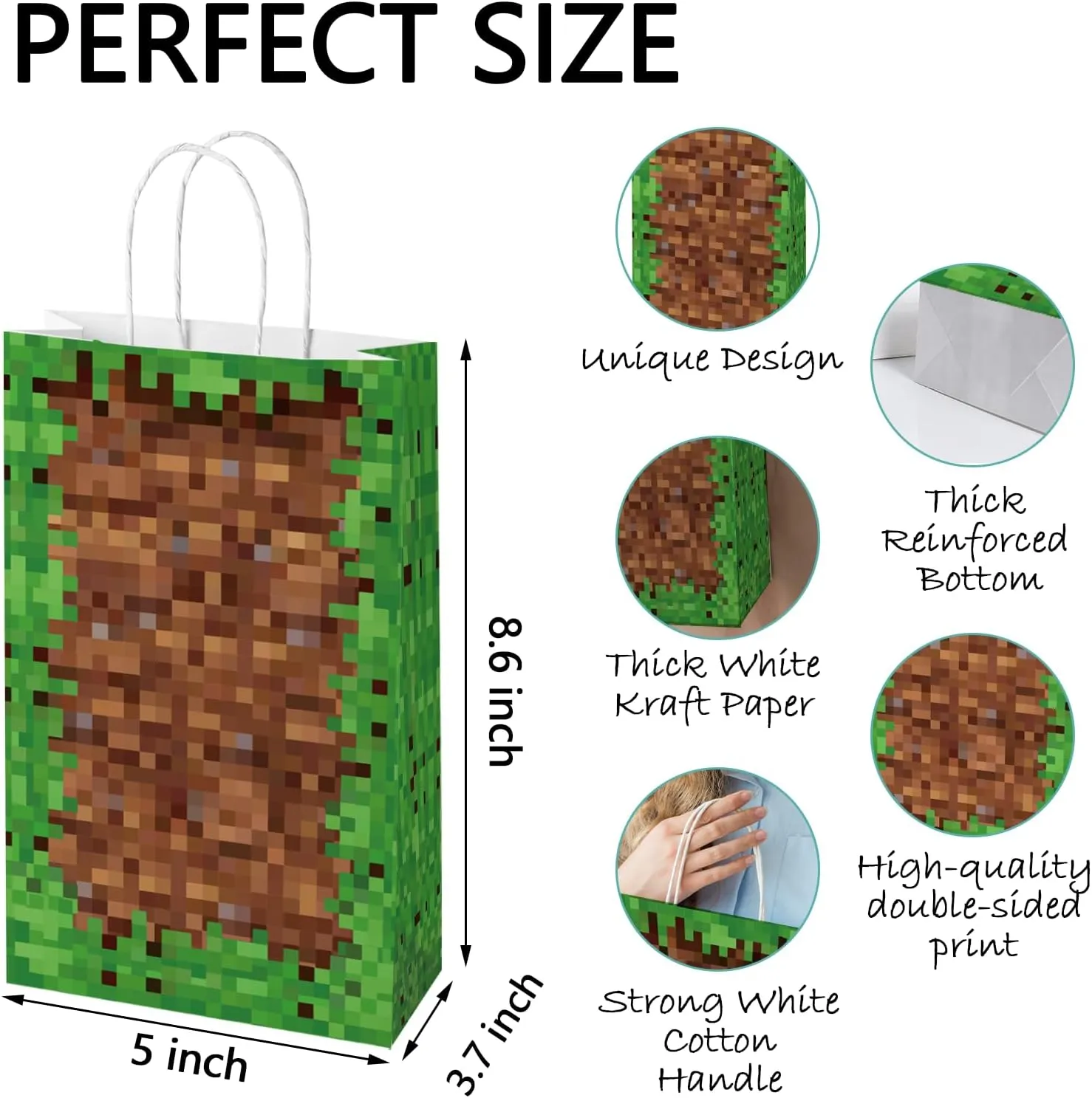 CUTALU 16 Pcs Game Gift Bags with Handles，Boy‘s Game Party Favors Birthday Bag for Kids，Paper Bags Treat bags Party Favors Birthday Supplies