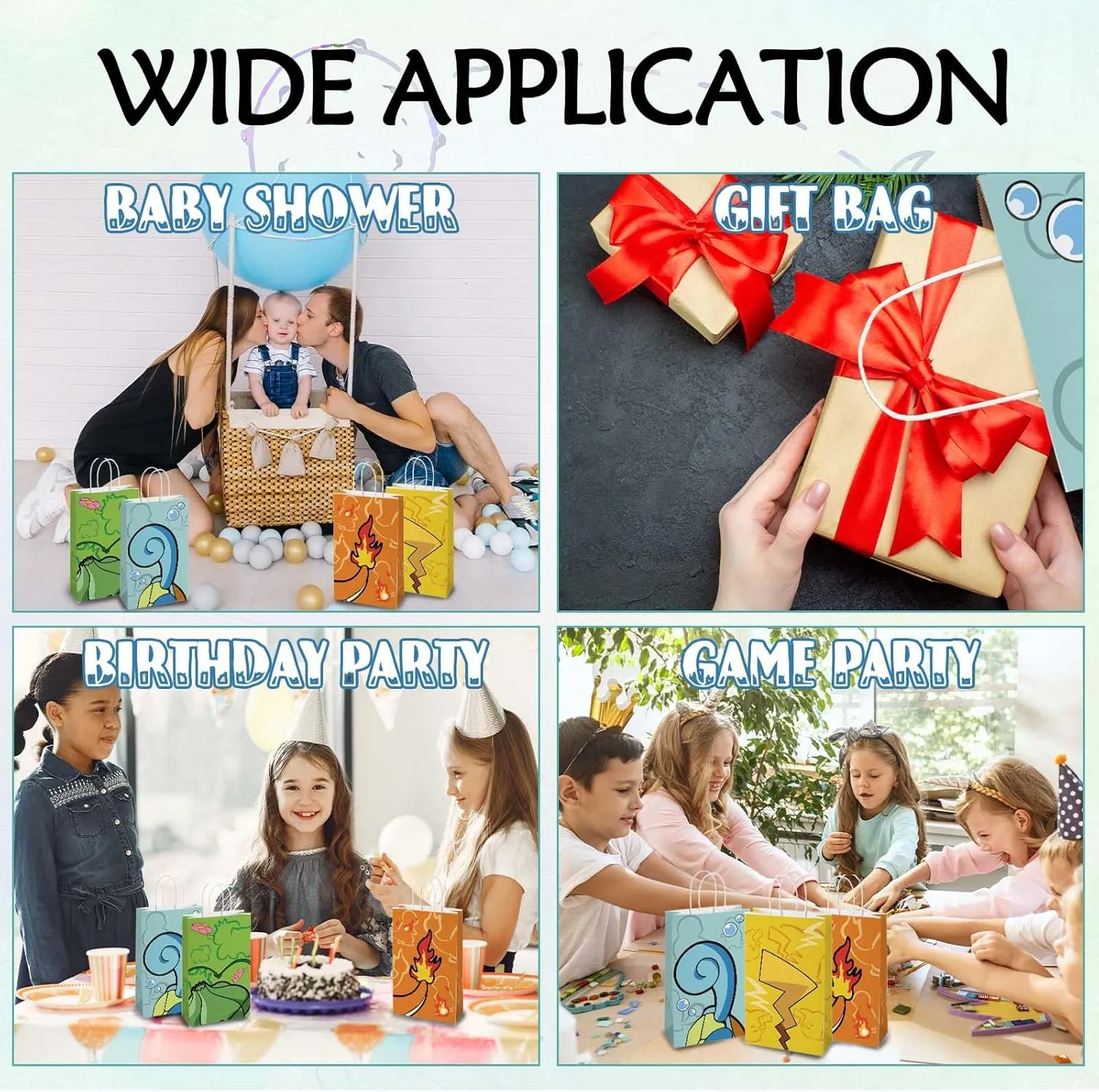 CUTALU Cartoon Animation Party Gifts Bags，Birthday Event Supplies Gifts Candy Bag，Cartoon Red Ball Bags Kids Adults Birthday Party Decorations