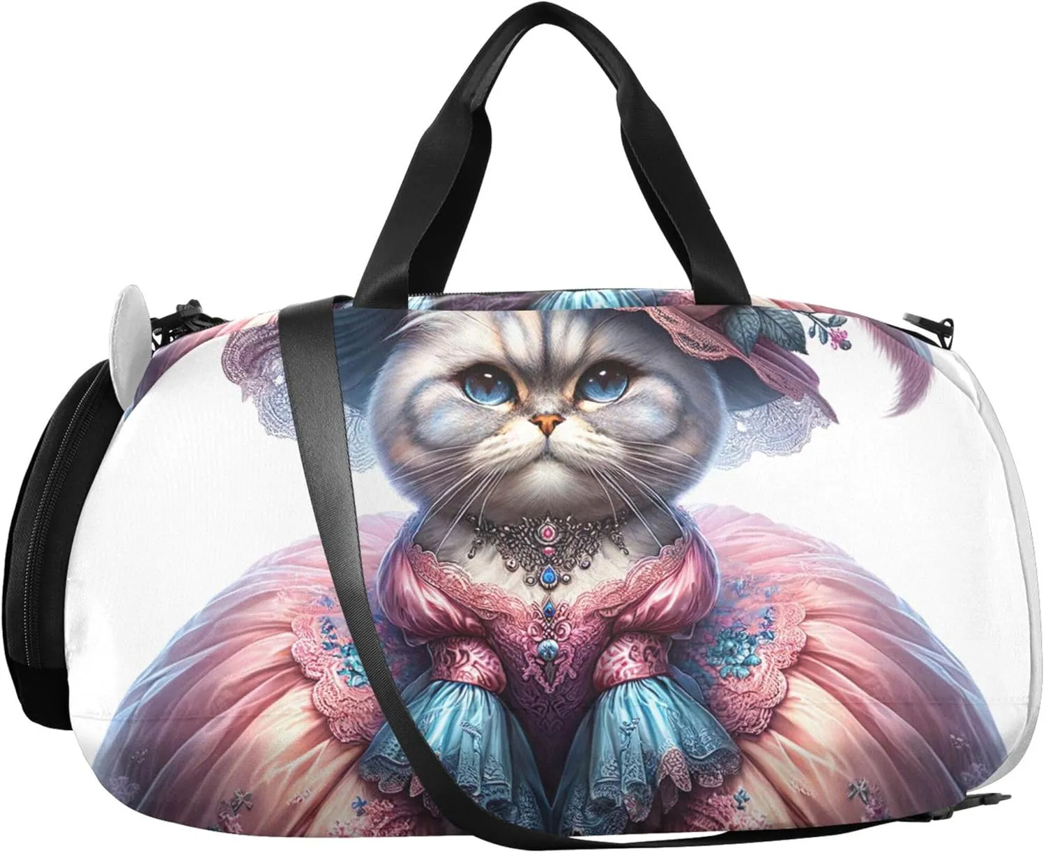Cute Cat Dressed Boys Carry on Duffel Bag Weekend Duffel Overnight Girls Duffle Bags Travel Tote Dance Kids Luggage