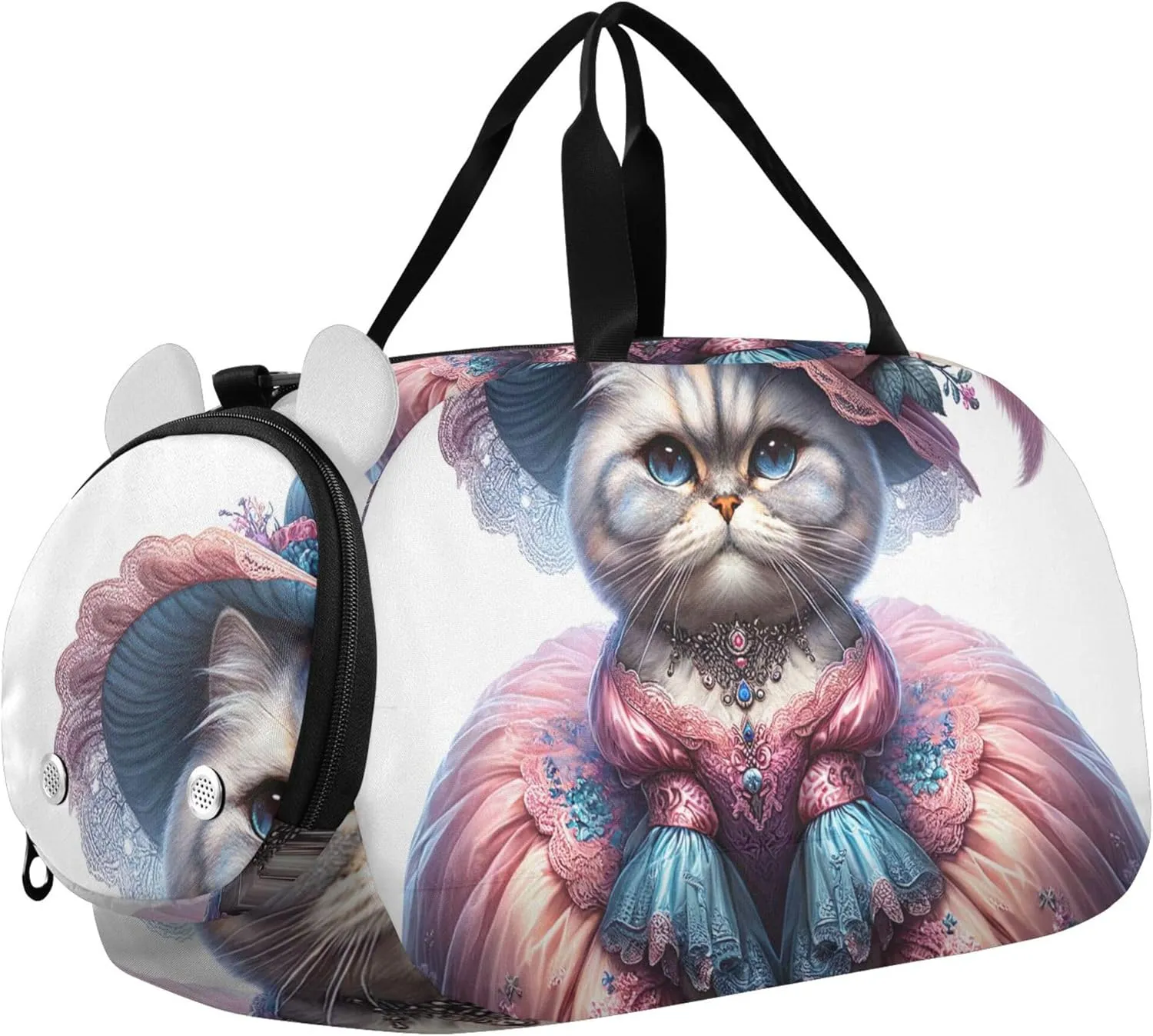 Cute Cat Dressed Boys Carry on Duffel Bag Weekend Duffel Overnight Girls Duffle Bags Travel Tote Dance Kids Luggage