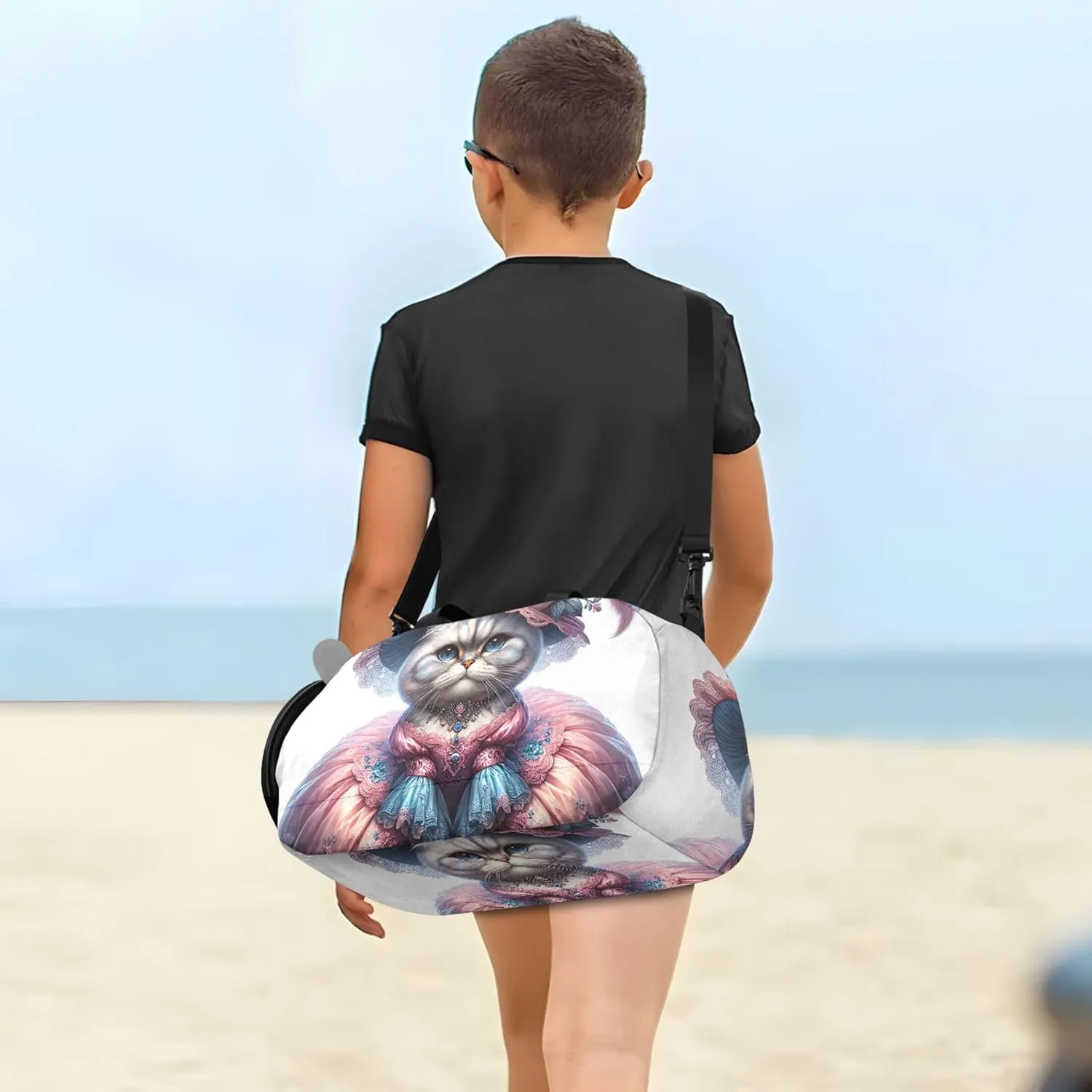 Cute Cat Dressed Boys Carry on Duffel Bag Weekend Duffel Overnight Girls Duffle Bags Travel Tote Dance Kids Luggage