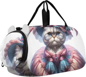 Cute Cat Dressed Boys Carry on Duffel Bag Weekend Duffel Overnight Girls Duffle Bags Travel Tote Dance Kids Luggage