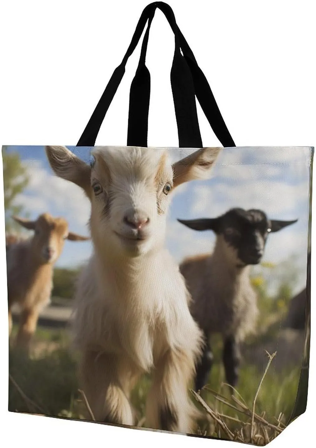 Cute Goat Handbags Lightweight Travel Shoulder Bag Portable Cute Shopping Beach Market Bag for Men Women Hiking Yoga Gym Swimming Travel Holiday Gift