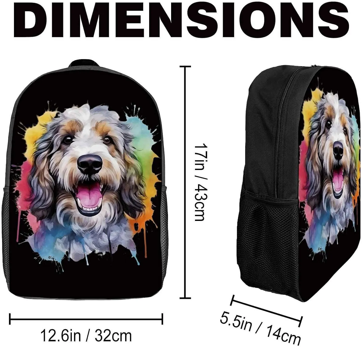 Cute Laptop Backpack Watercolor Cute Norwegian Buhund Dog Shoulder Bags Travel Backpack 17 Inch Black