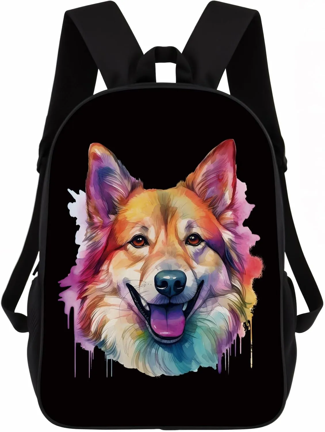 Cute Laptop Backpack Watercolor Cute Norwegian Buhund Dog Shoulder Bags Travel Backpack 17 Inch Black