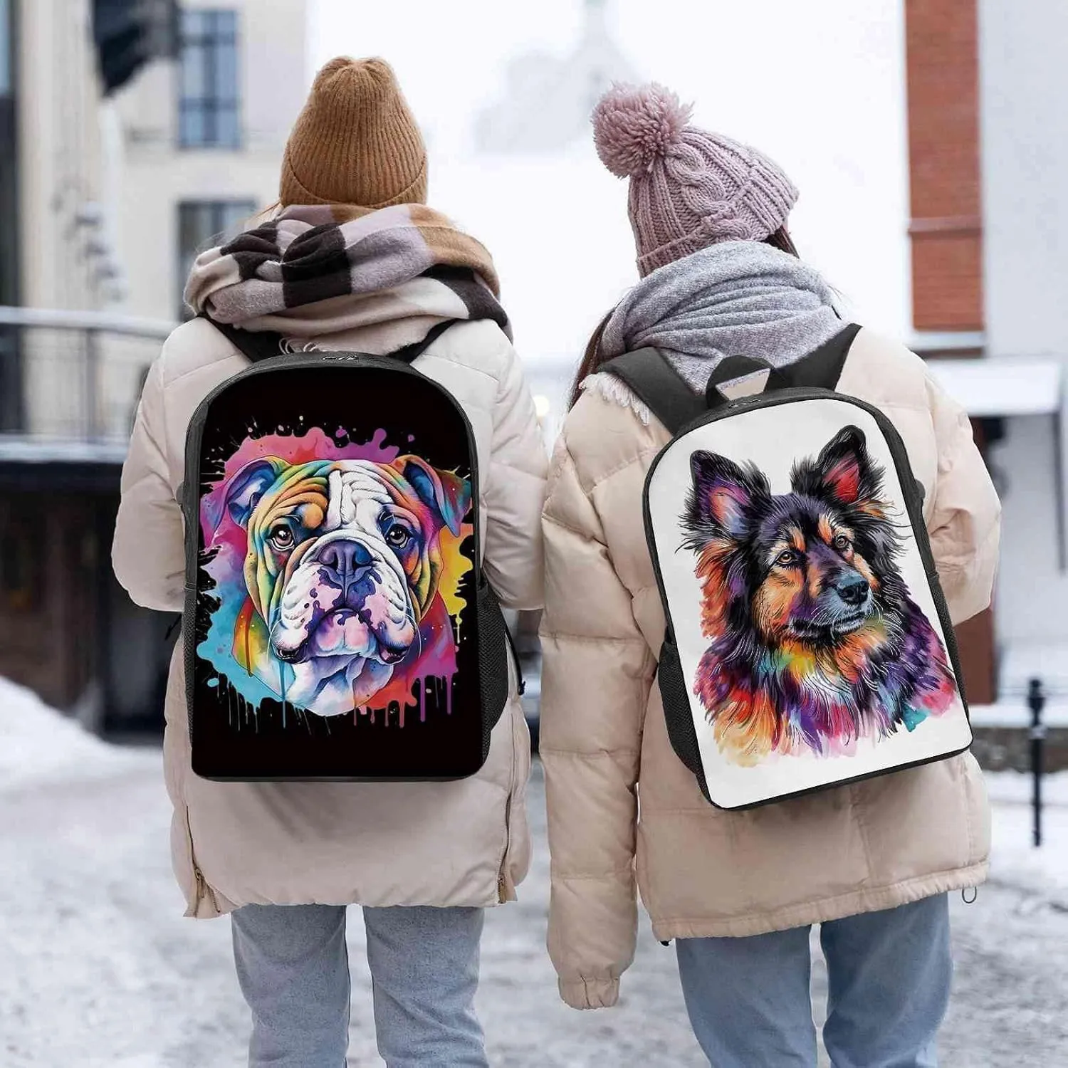 Cute Laptop Backpack Watercolor Cute Norwegian Buhund Dog Shoulder Bags Travel Backpack 17 Inch Black