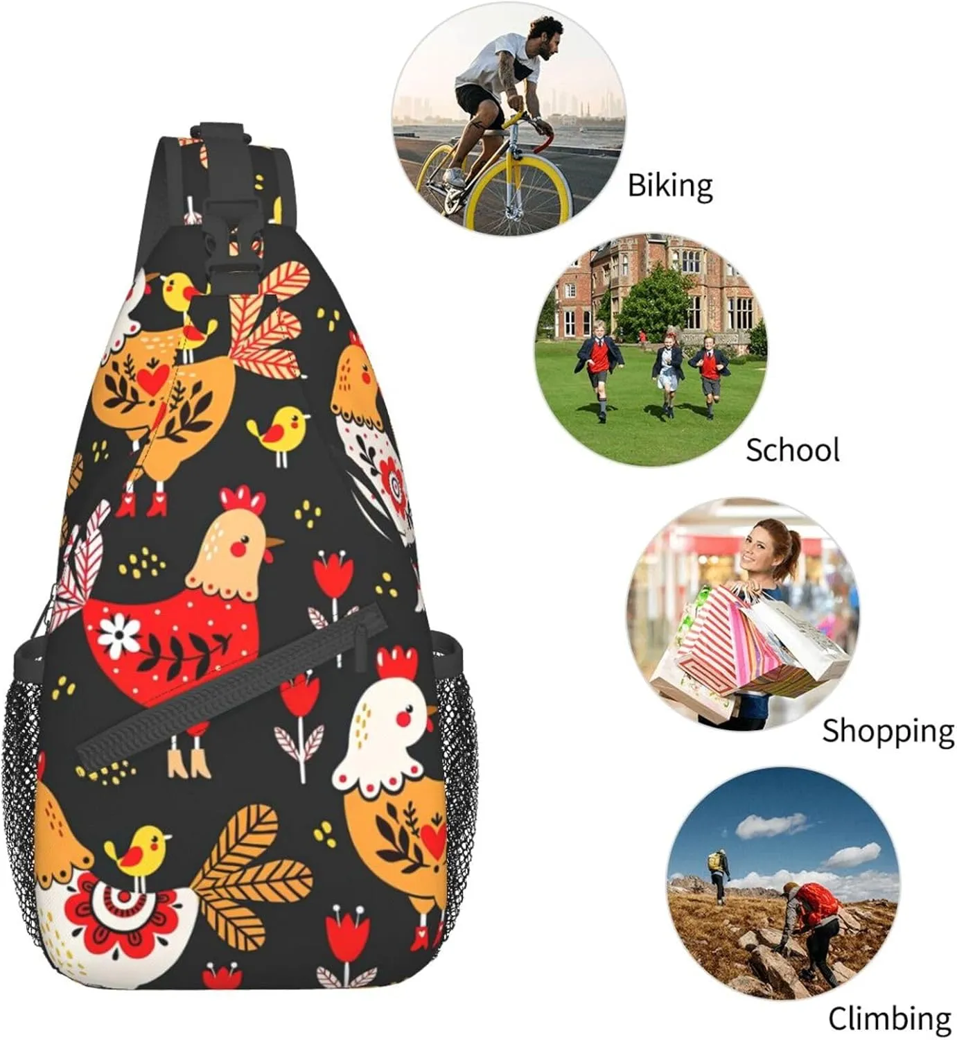 Cute Nurse Print Crossbody Sling Backpack For Women Men,Sling Bag Travel Hiking Chest Bag Daypack