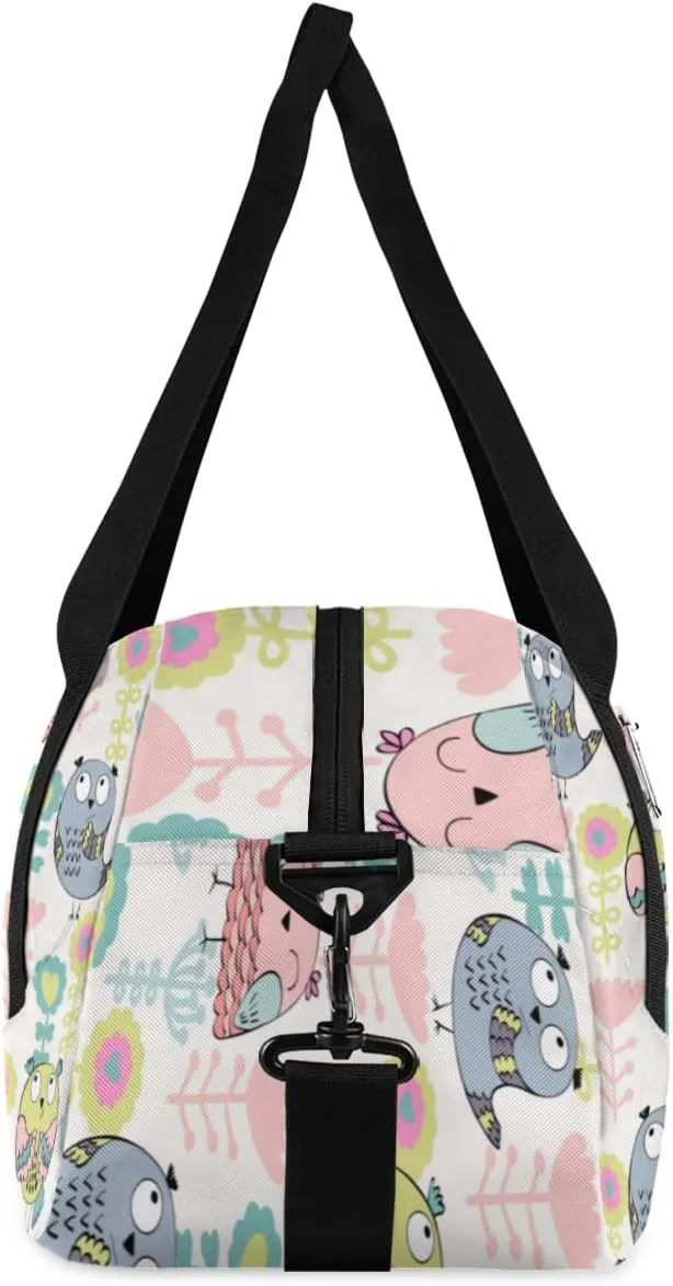 Cute Owls Floral Gym Bag, Duffle Bag, Weekender Bag, Duffel Bag, Overnight Bag, Travel Duffel Bag, Dance Bag, Tote Bag, Beach Bag, Pool Bag, Gym Duffle Bag, Carry on Bag