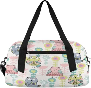 Cute Owls Floral Gym Bag, Duffle Bag, Weekender Bag, Duffel Bag, Overnight Bag, Travel Duffel Bag, Dance Bag, Tote Bag, Beach Bag, Pool Bag, Gym Duffle Bag, Carry on Bag