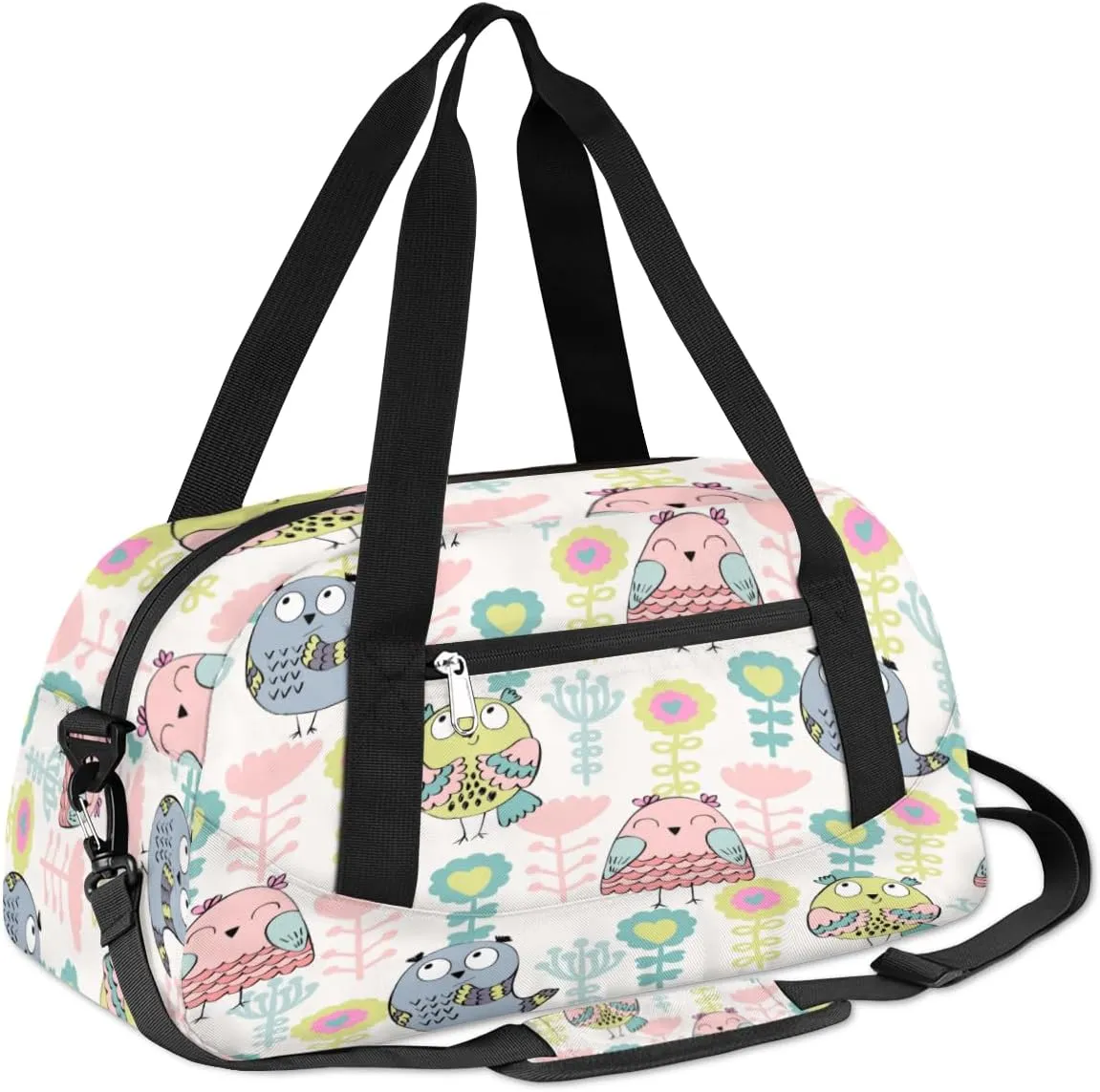 Cute Owls Floral Gym Bag, Duffle Bag, Weekender Bag, Duffel Bag, Overnight Bag, Travel Duffel Bag, Dance Bag, Tote Bag, Beach Bag, Pool Bag, Gym Duffle Bag, Carry on Bag